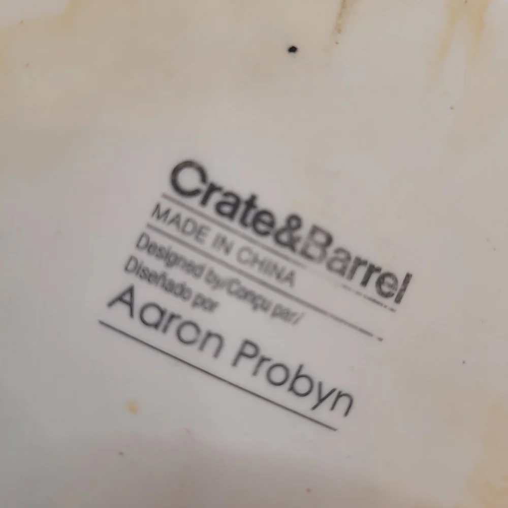 Crate&Barrel White Ceramic Teapot with Wooden Handle